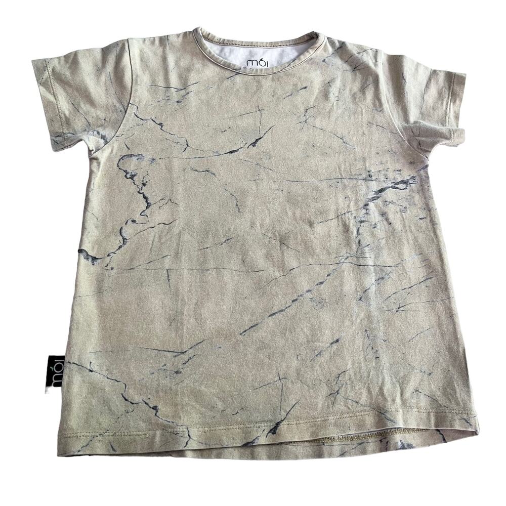 Moi boys marble print organic cotton short sleeve t-shirt size 5-6